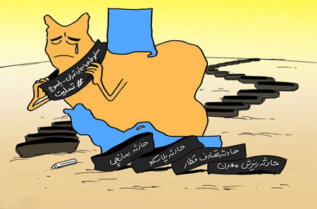 کاریکاتور های تلخ از سقوط هواپیما در ایران