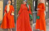 مدل مانتو پیراهنی ترندی نارنجی برای خانم های پر انرژِی و جوان